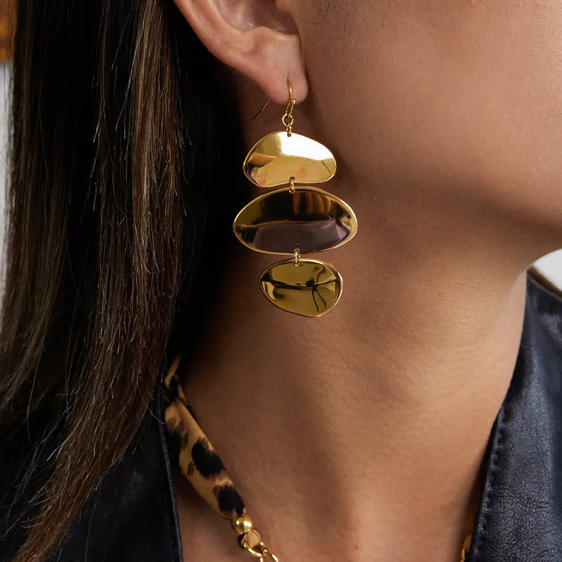 The Isla 18K Gold Plated Waterproof Irregular Tiered Discs