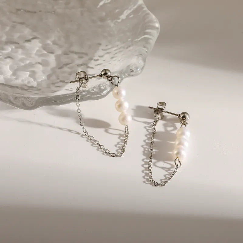 The Noa Waterproof 18K Gold Pearl Drop Loop Earrings