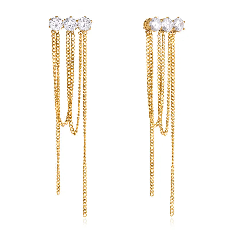 The Shimmer 18K Gold PVD Coated Fluid Crystal Waterfall Earrings