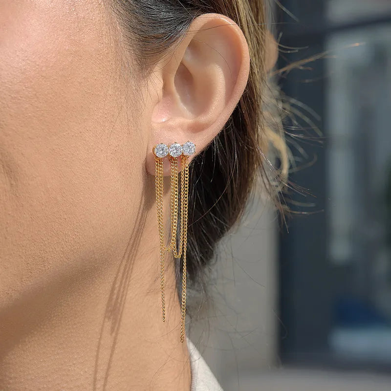 The Shimmer 18K Gold PVD Coated Fluid Crystal Waterfall Earrings