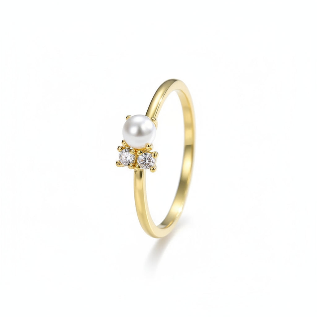 The Lumina Delicate Pearl Solitaire Droplet Ring