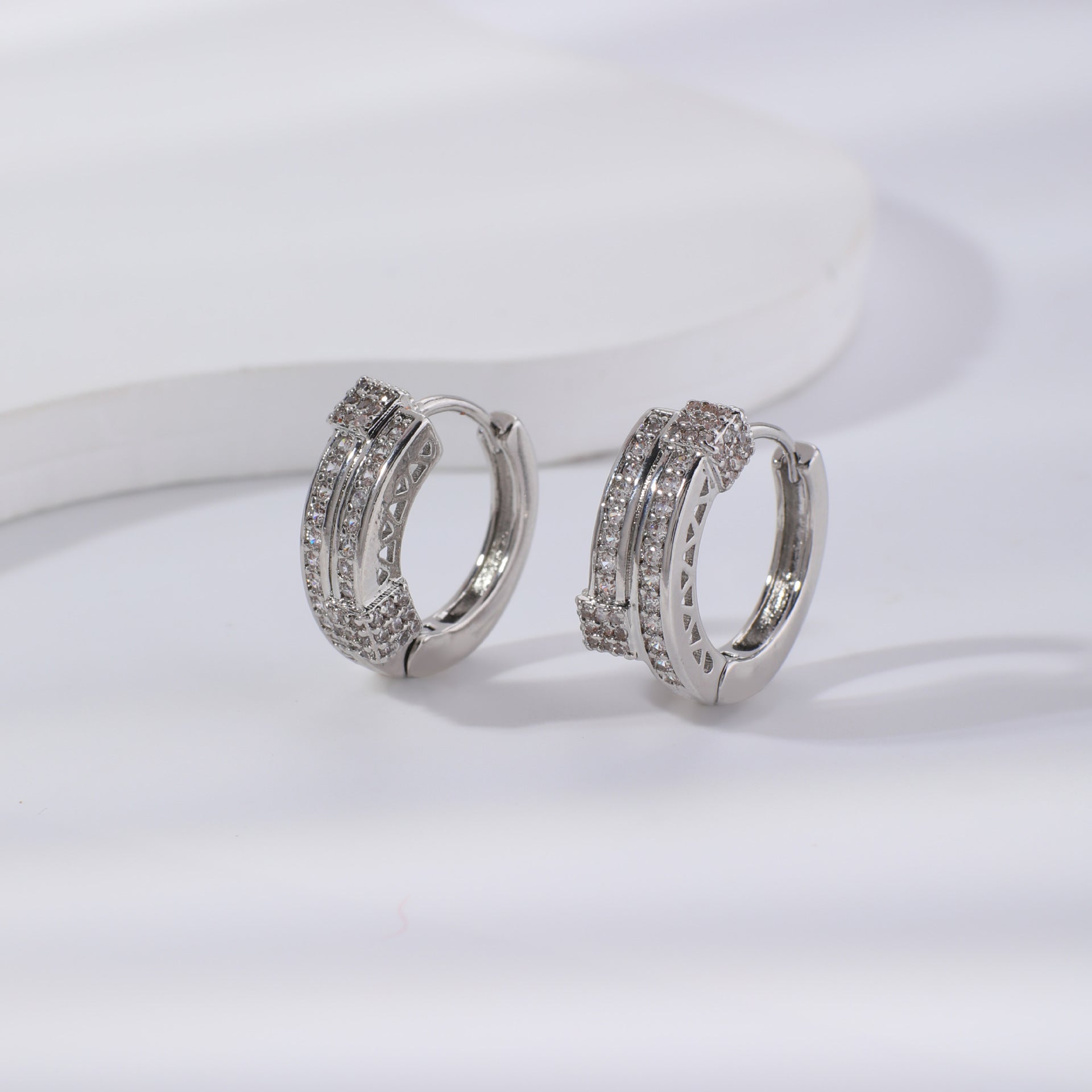 Geometric Zircon Drop Earrings