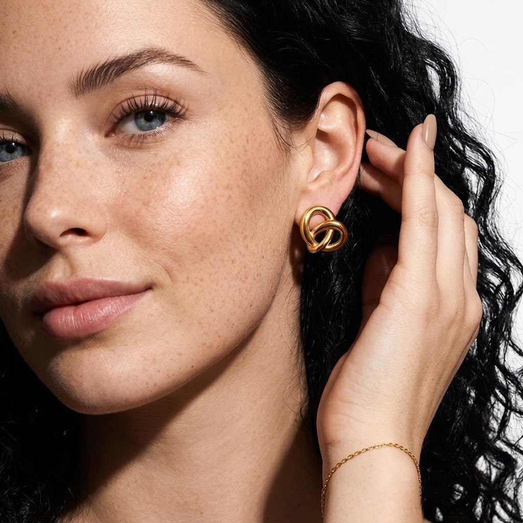 Stainless Steel Bold Twisted Geometric Earrings