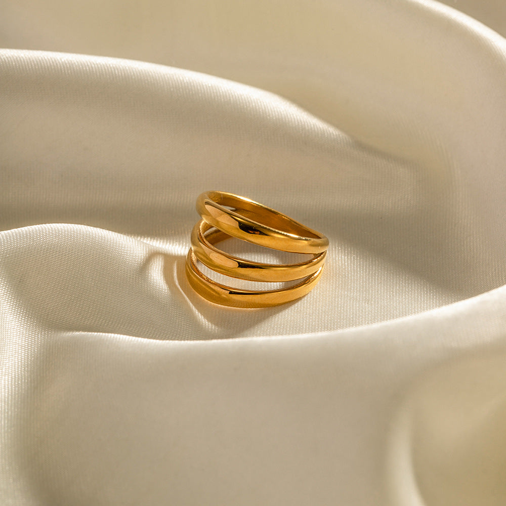 Chic Triple Band Statement Ring - Tarnish-Free Stainless Steel