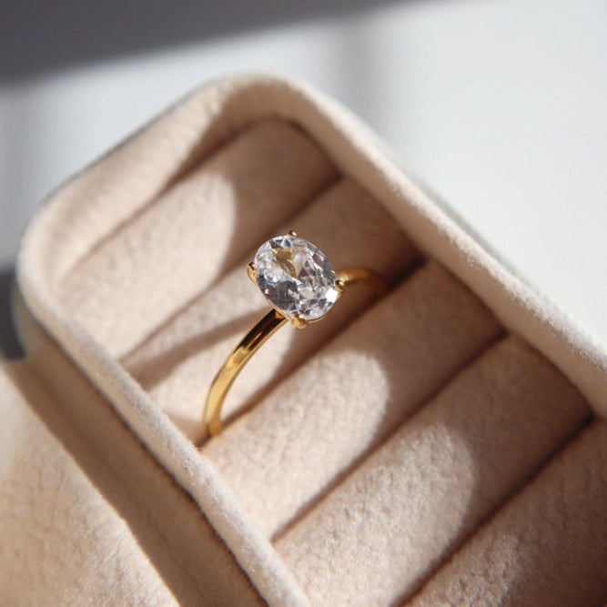 Oval Solitaire Ring | Zirconia Ring