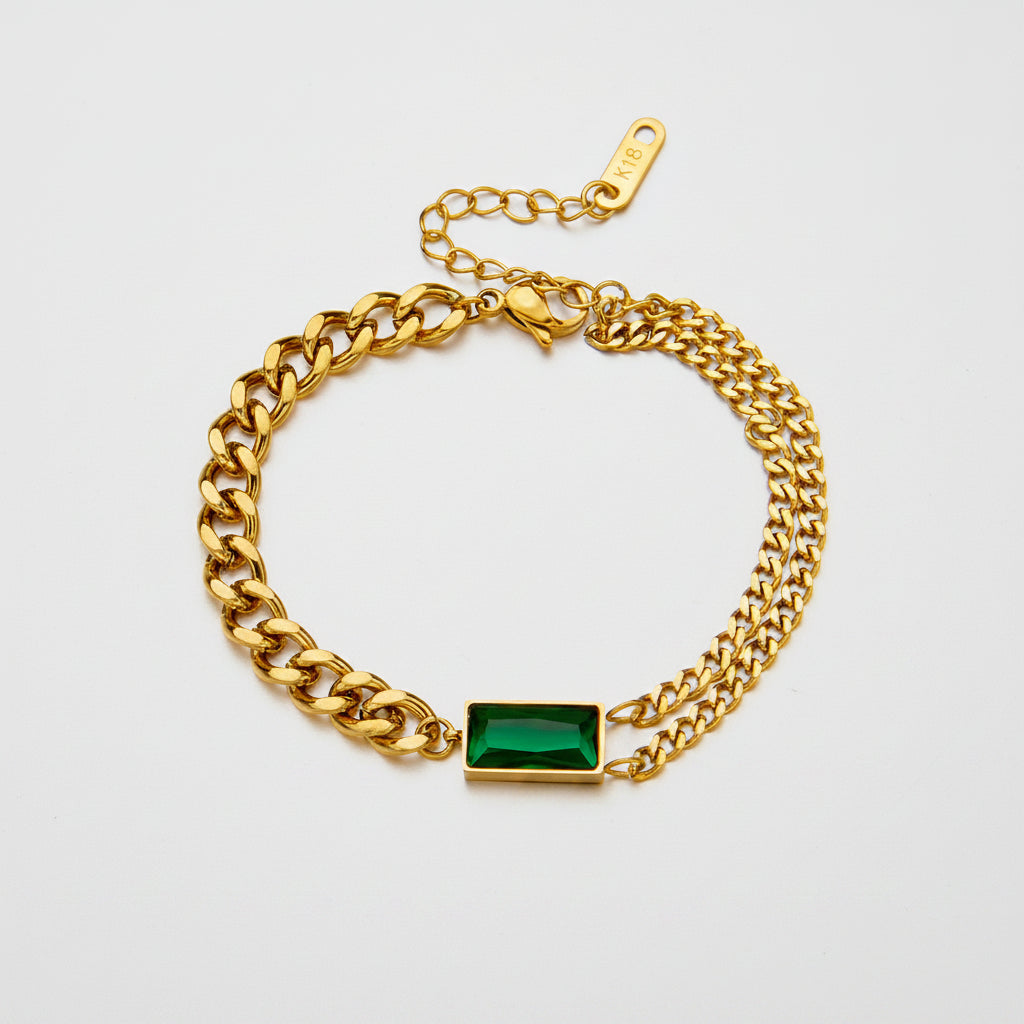 Emerald Vintage Cube Bracelet