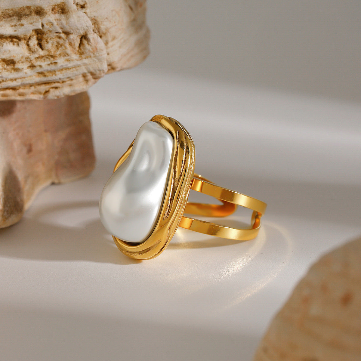 Charis 18K Gold Plated Baroque Pearl Ring
