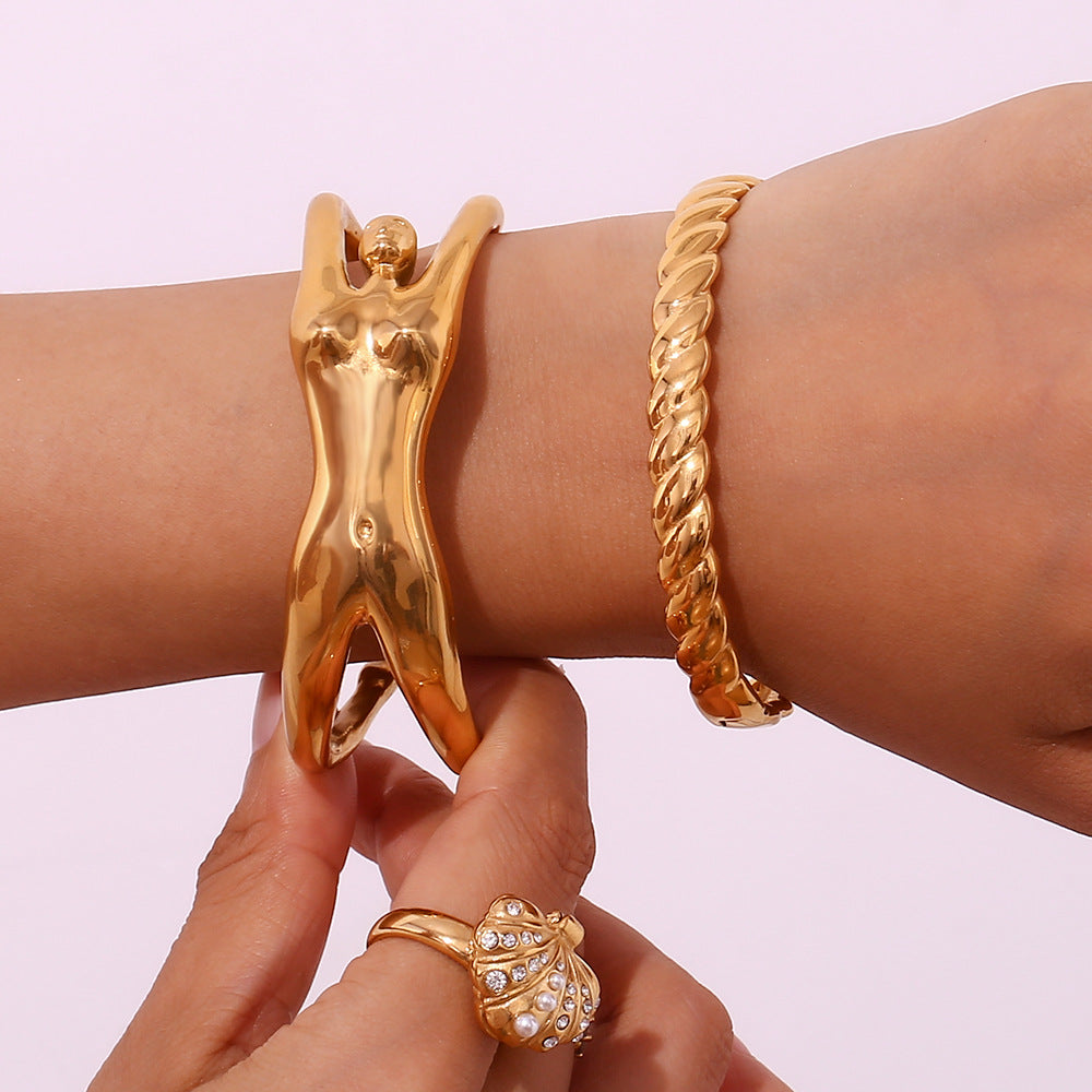 Gaia Artistic Body Silhouette Bracelet - Stainless Steel