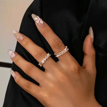 Gold Teardrop Marquise Crystal Eternity Ring