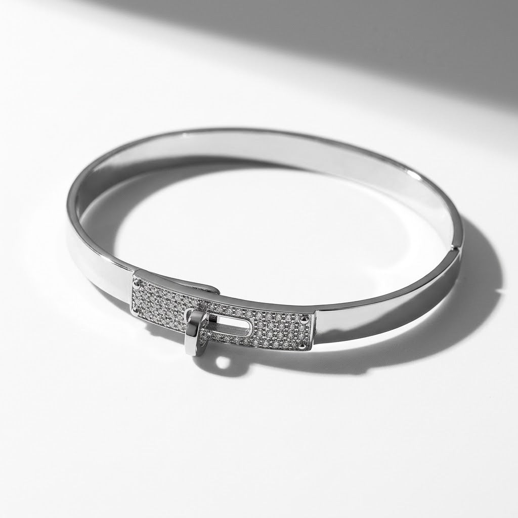 The Parisienne PVD Gold Pavé Lock Bangle
