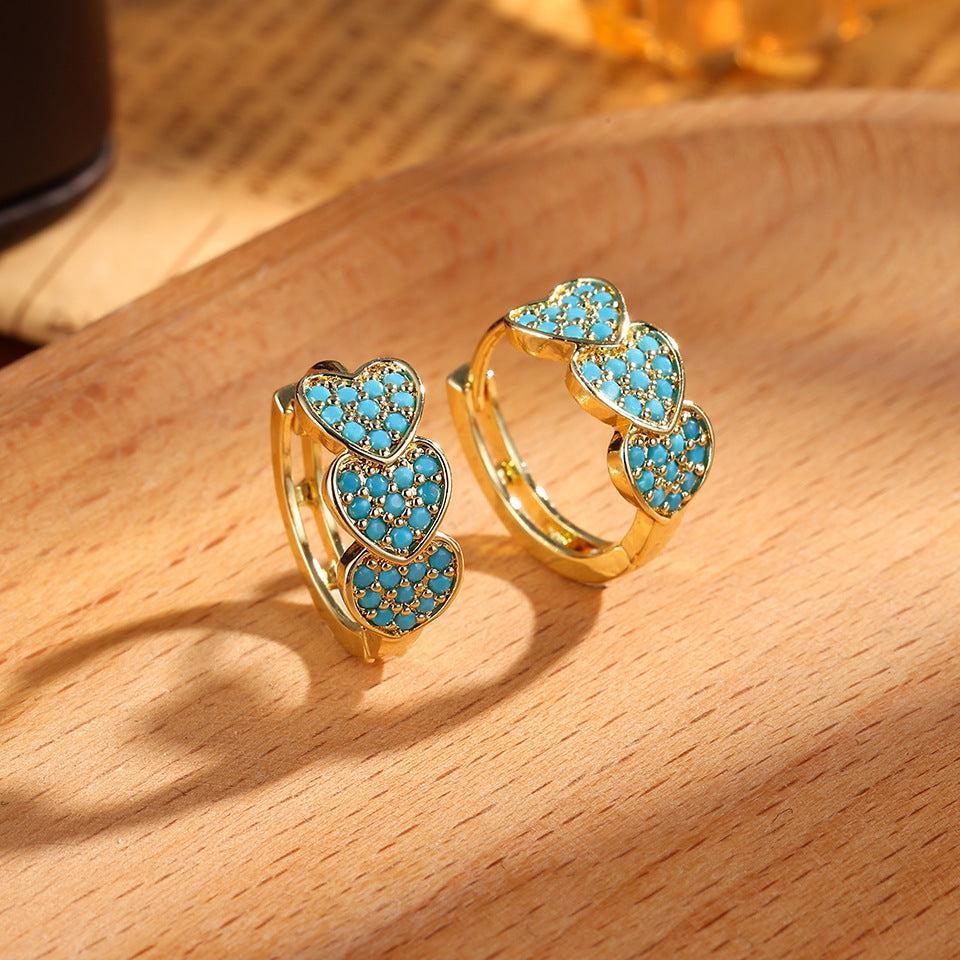 Triple Heart Pavé Drop Earrings