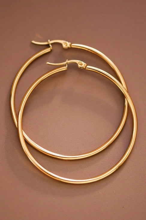 18K Gold Plated Waterproof Stainless Steel Hoop Earrings