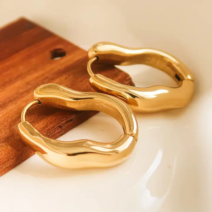 Darcy 18K Gold Non-Tarnish Oval Hoop Earrings