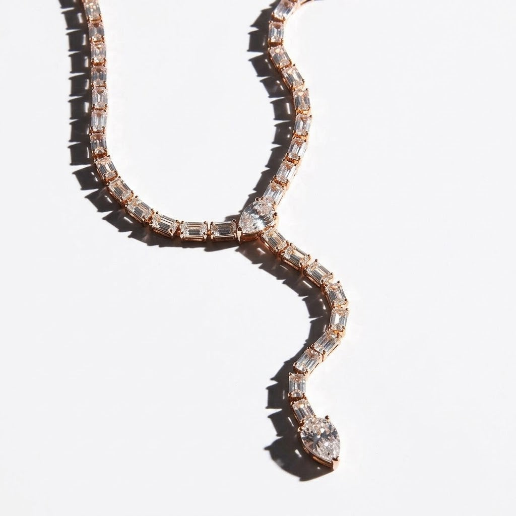 The Ice-Carat PVD Gold Zircon Tennis Drop Lariat