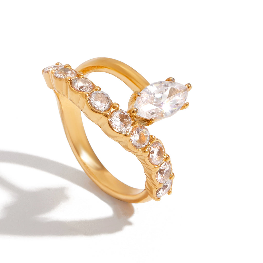 Serpentine Elegance Zircon Ring