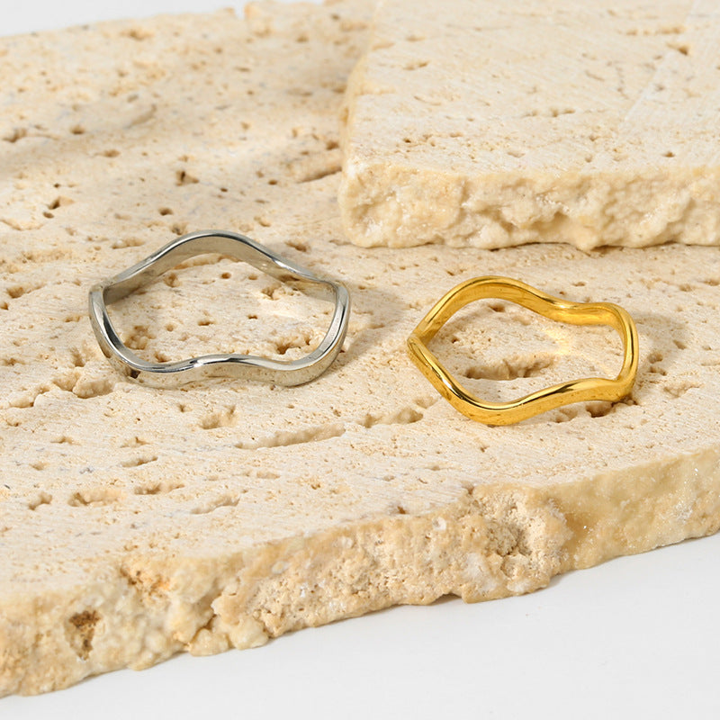 Minimalist Irregular Wave Ring | Stainless Steel Stackable Band