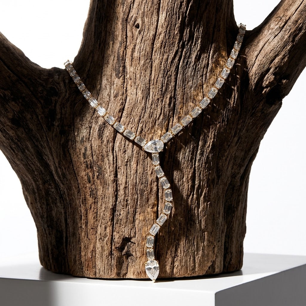 The Ice-Carat PVD Gold Zircon Tennis Drop Lariat