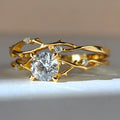 Solitaire Leaves Ring - Set of two Rings
