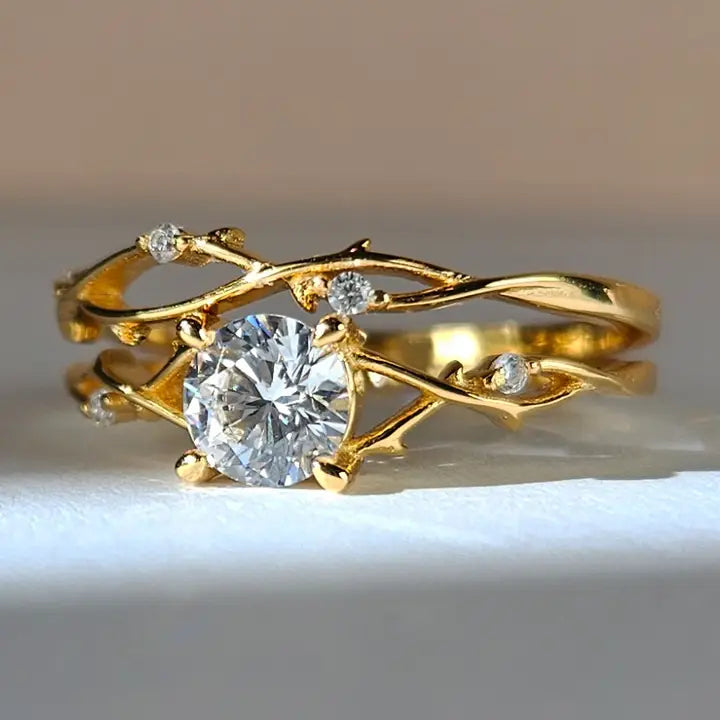Solitaire Leaves Ring - Set of two Rings