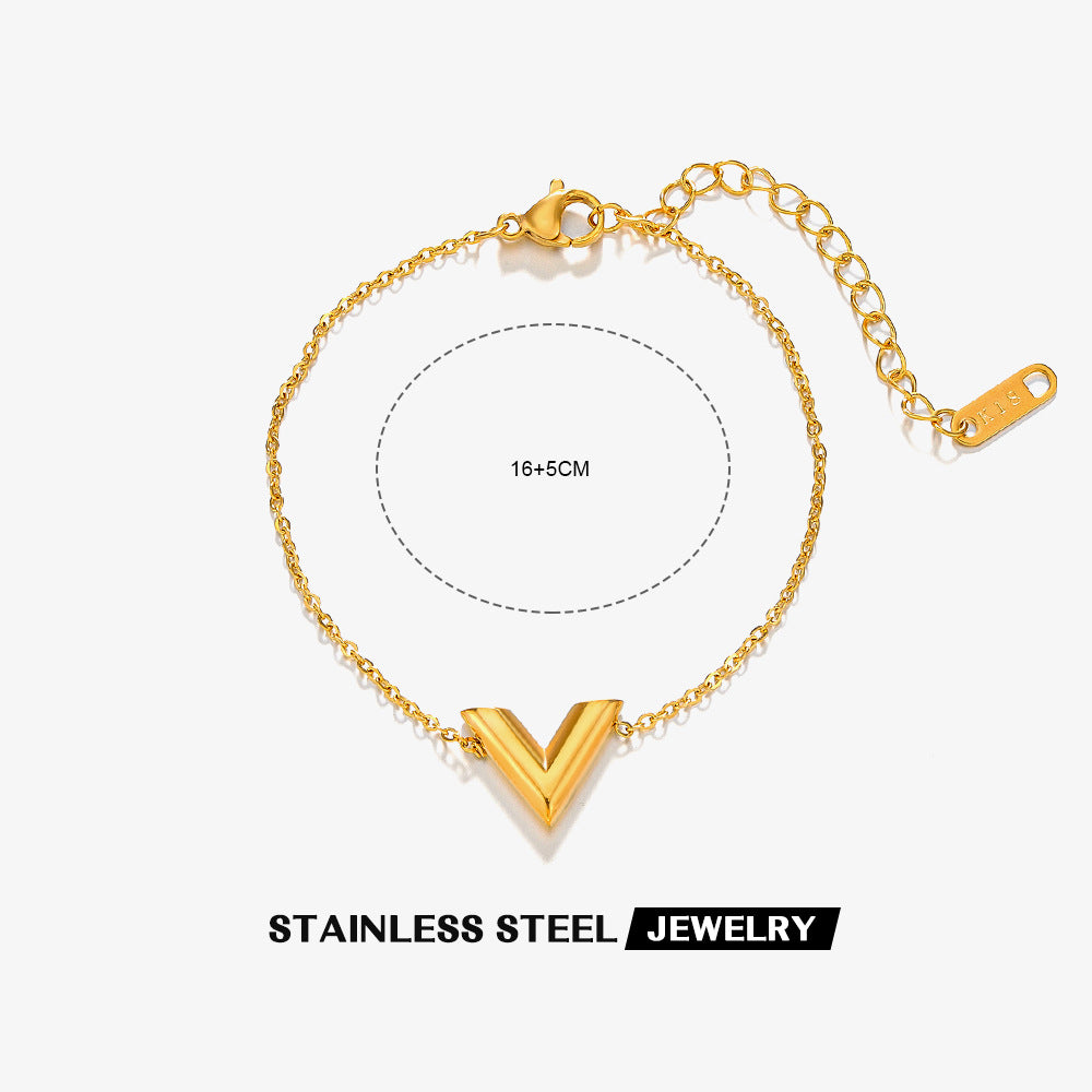 Elegant Minimalist V-Letter Jewelry Set - Tarnish-Free Titanium Steel