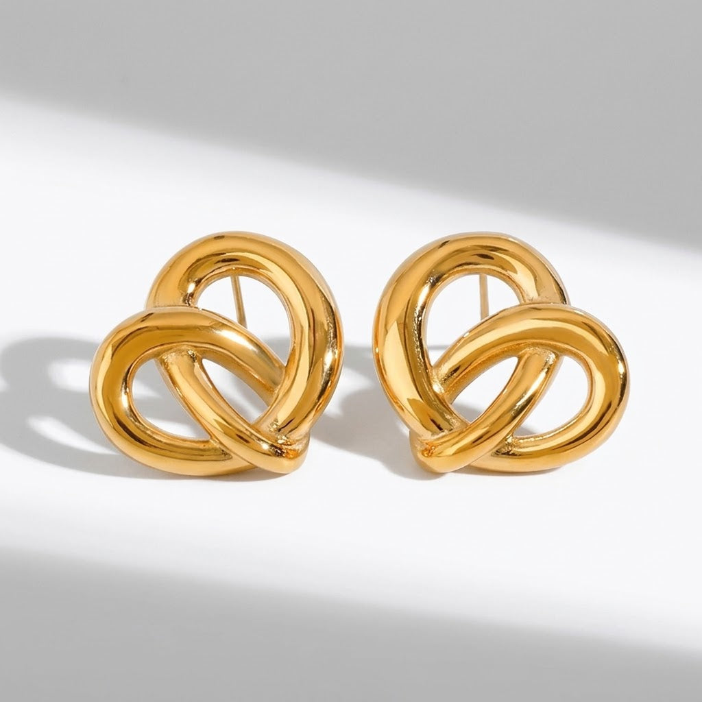 Stainless Steel Bold Twisted Geometric Earrings