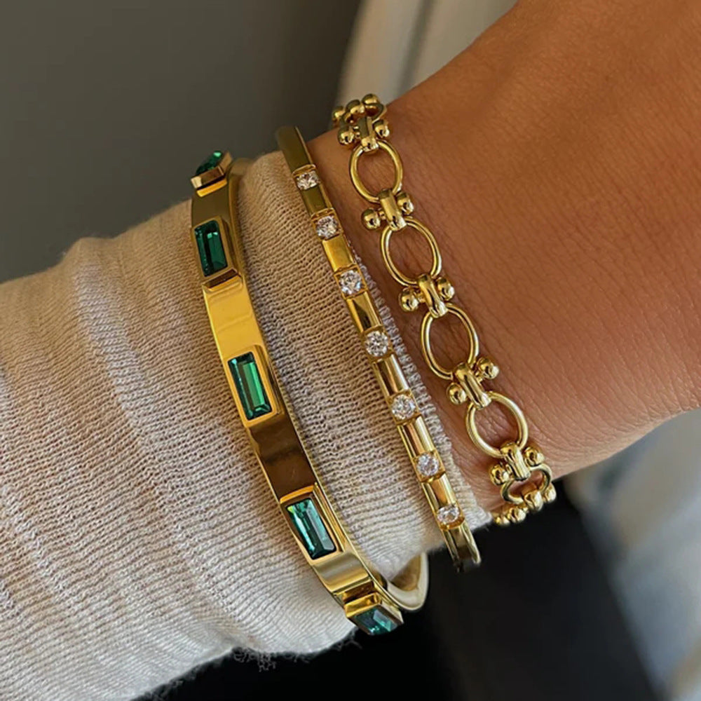 Cyna 18K Gold Plated Zirconia Bangle
