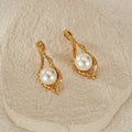 he Hera Geometric Pearl Drop Earrings