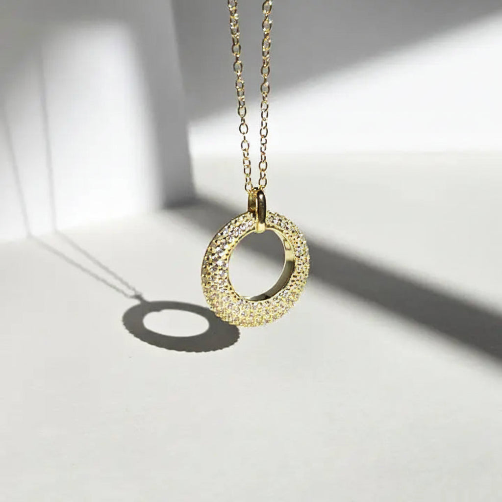 Pave Halo Pendant Necklace