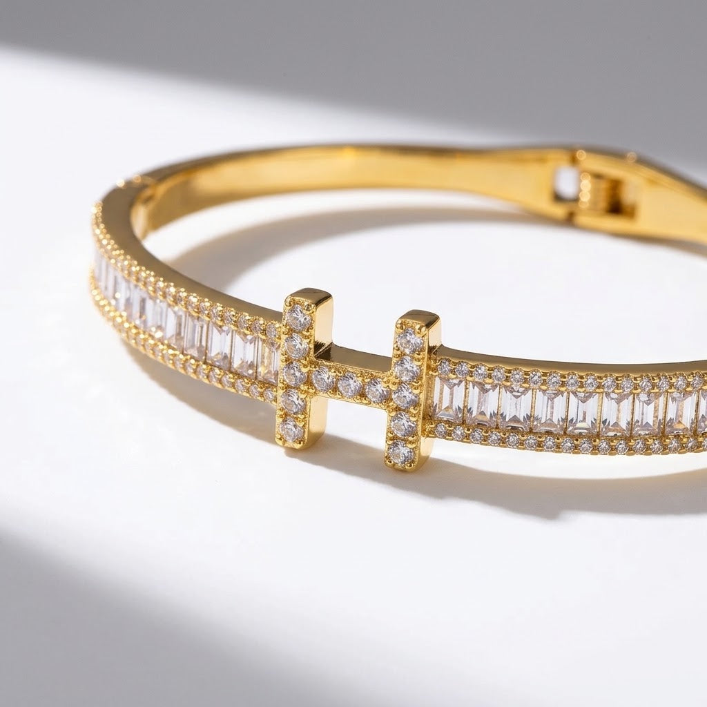 The Monogram H 18K Gold Plated Tennis Bangle