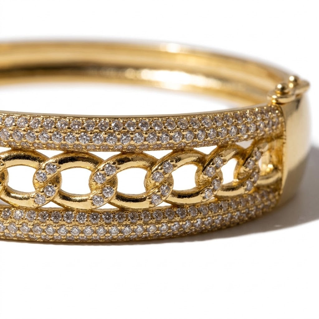 The Sovereign Iced Cuban Link Gold Bangle