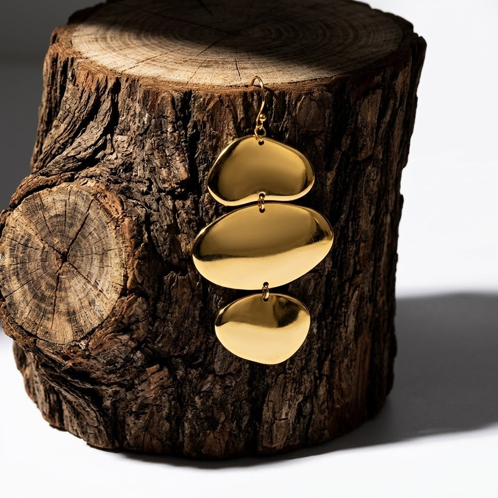 The Isla 18K Gold Plated Irregular Tiered Discs