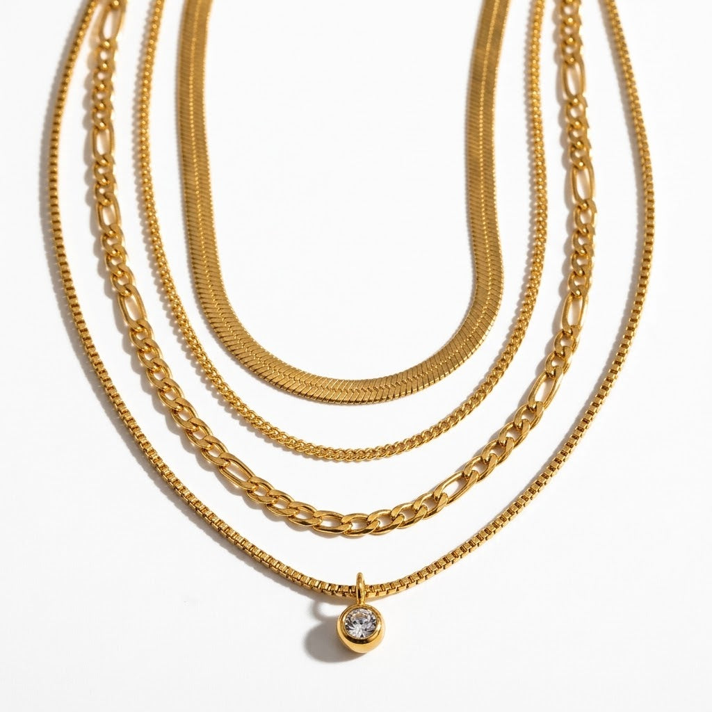 The Iris 18K Gold Triple-Layer Zircon Necklace