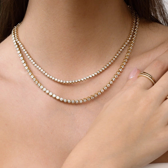 Round Bezel Tennis Necklace