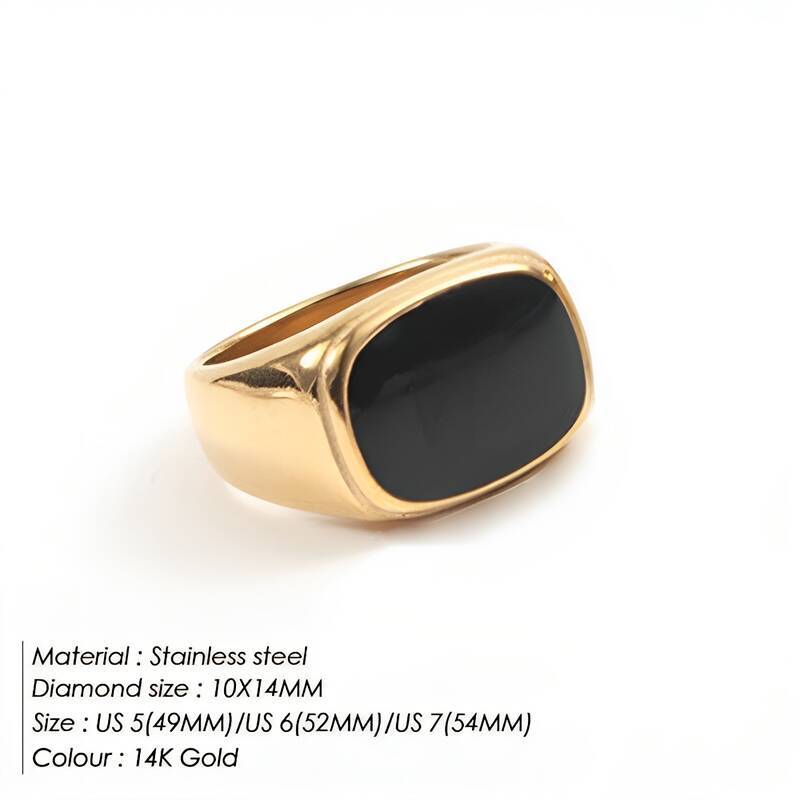 Atlas Onyx Statement Ring - Minimalist Titanium Steel