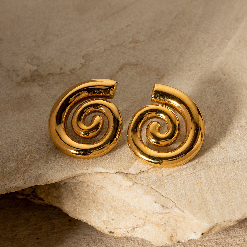 Malibu Vintage Spiral Hoops-18K Gold Plated Stainless Steel