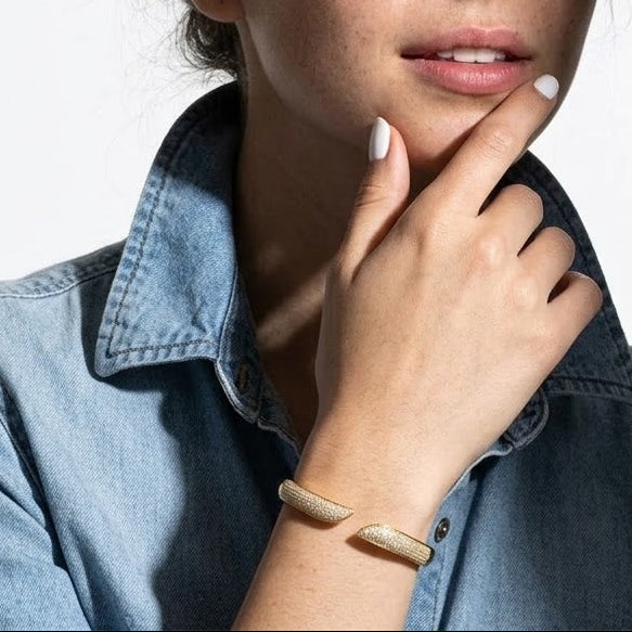 The Aurelia Pavé Zircon Tapered Crossover Bangle