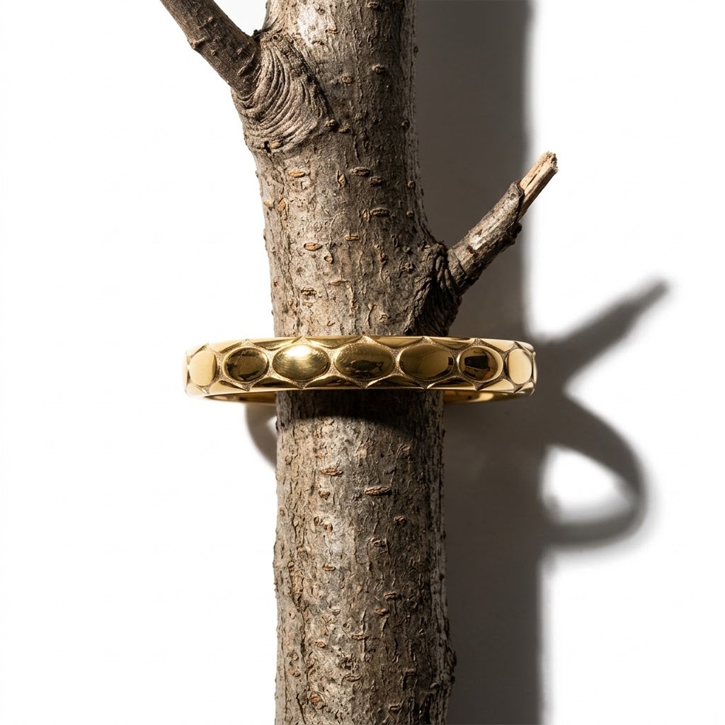The Marina Chunky Scale Bangle | 18K Gold PVD