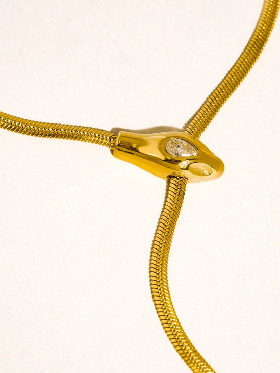 Gildora 18K Gold Non-Tarnish Serpent Y Lariat Necklace
