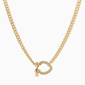 Cz Pave Chunky Horsebit Carabiner Necklace