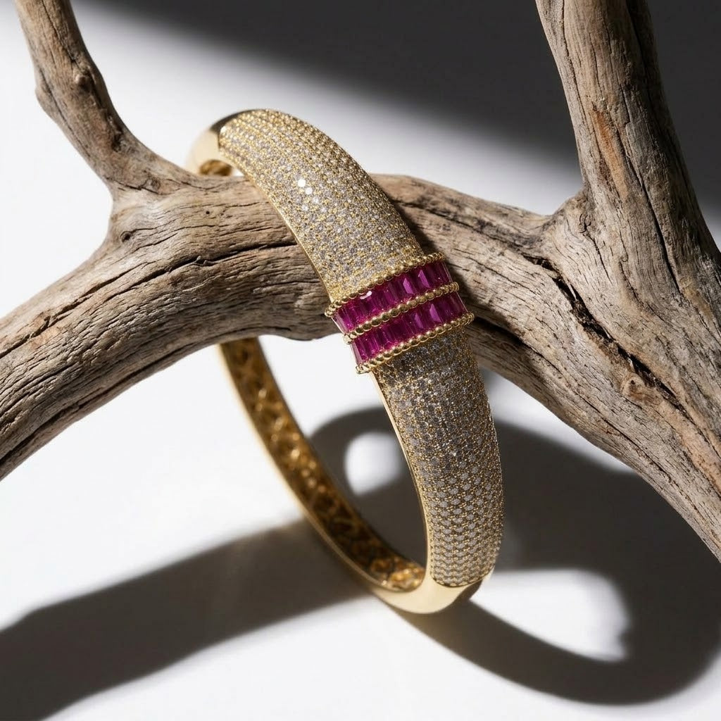 Geneva Baguette Crystal Accent Heavy Statement Cuff