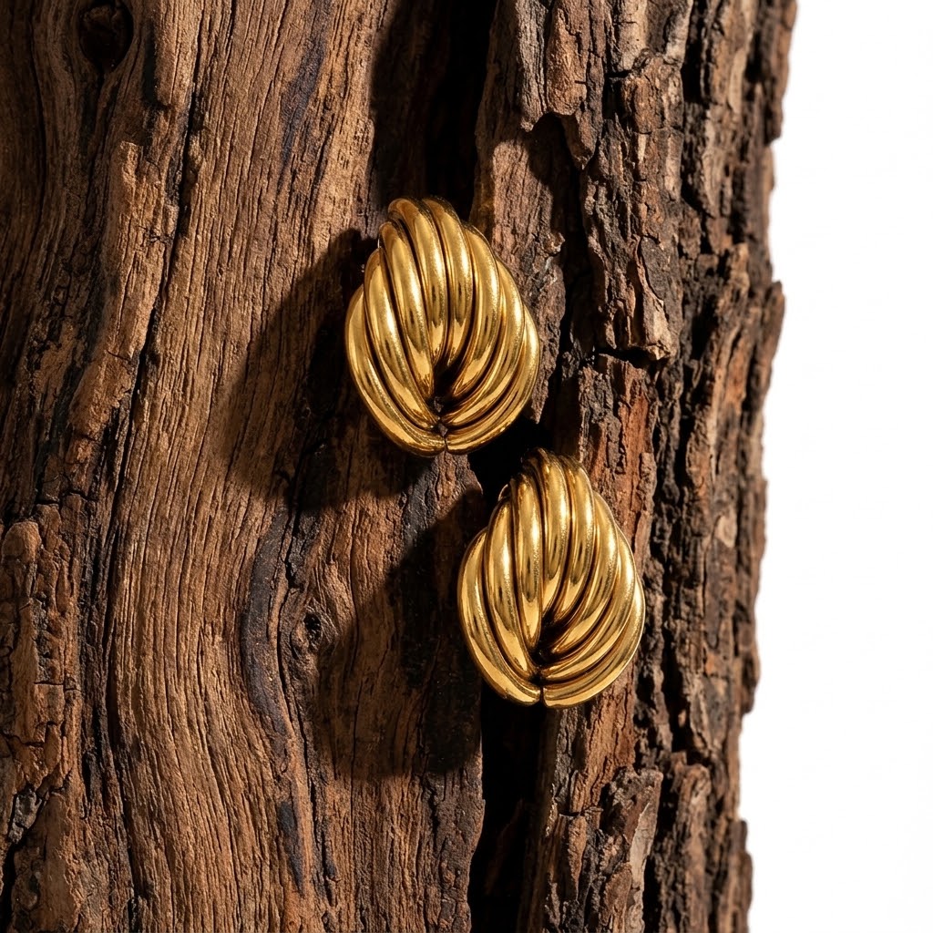 Stainless Steel Bold Spliced Shell Earrings