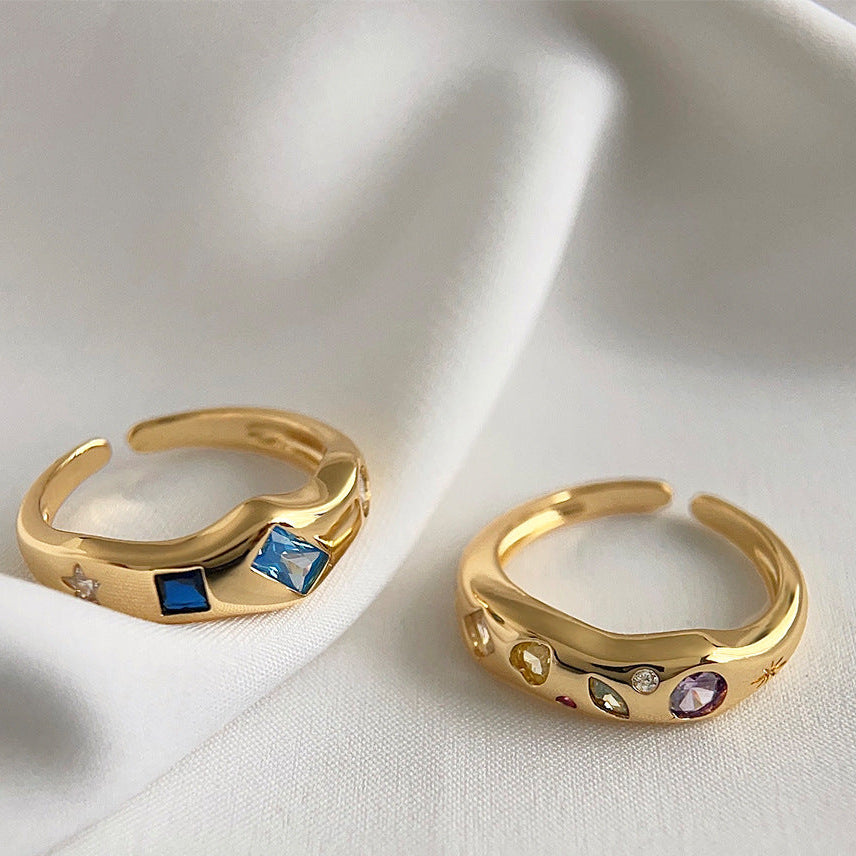 The Celestial Inlaid Zircon 18K Gold Ring