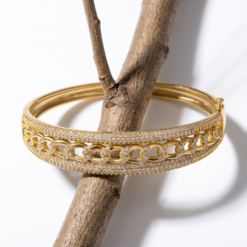 The Sovereign Iced Cuban Link Gold Bangle