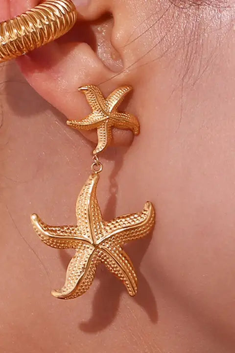 18K Gold Plated Waterproof Stainless Steel Drop Earrings
