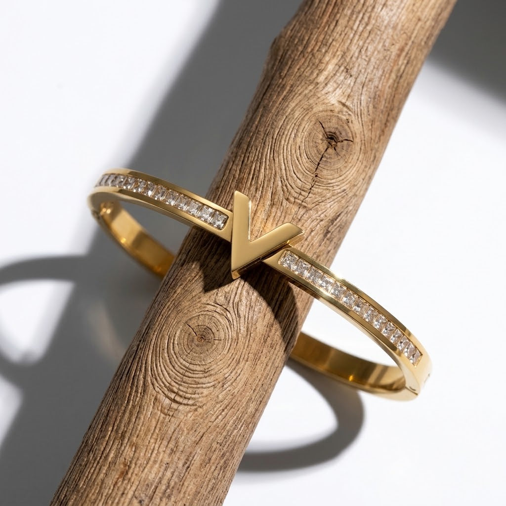 The Victoria Essential V Bangle | 18K Gold PVD